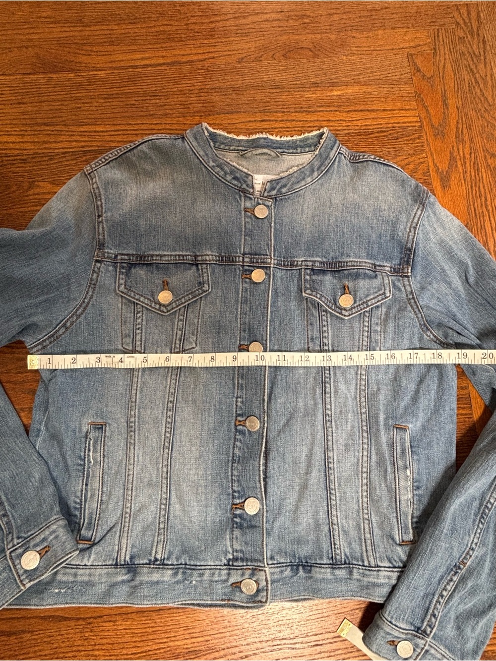 LOFT Light Blue Denim Jacket with Frayed Collar - Picture 3 of 7